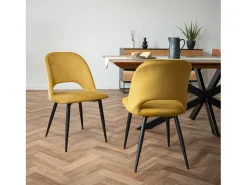Paquete de 4 sillas de terciopelo amarillo y verde - Pénélope
