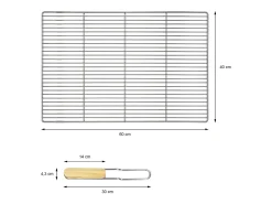 Parrilla barbacoa con doble asa tamaño 60x40cm en acero inoxidable ECD Germany