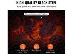 Parrilla de Cocina Redonda SucceBuy de 91.44CM, Parrilla de Barbacoa de Acero Resistente con Mango y Soporte de Alambre X, Negro