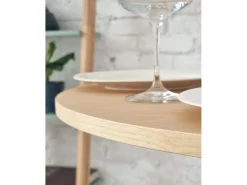 Pequena mesa de comedor redonda de 70 cm Jubi madera de fresno