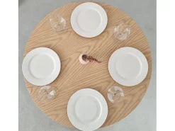 Pequena mesa de comedor redonda de 60 cm Jubi madera de fresno