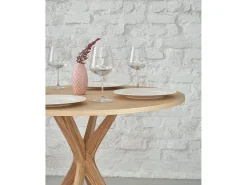 Pequena mesa de comedor redonda de 60 cm Jubi madera de fresno