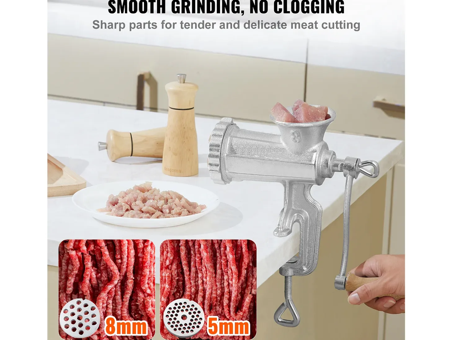 Picadora De Carne Manual SucceBuy, De Hierro Fundido Resistente Con Abrazadera De Mesa De Acero