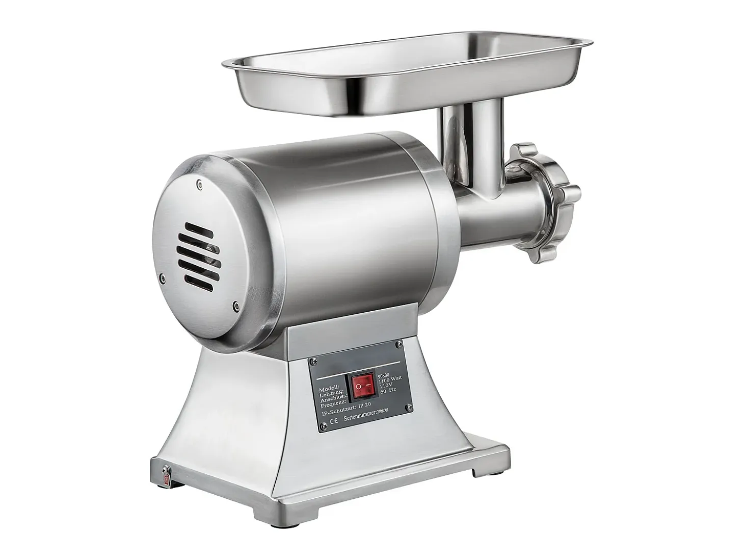 Picadora de Carne SucceBuy Comercial 1100W, Acero Inoxidable, Capacidad 204KG, Placa de Cuchilla de Corte, Rellenador de Salchichas