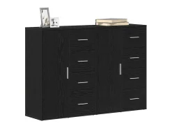 piezas Aparadores Roble Negro 60x31x84 cm Madera de Ingeniería