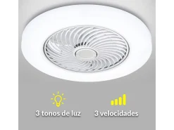Plafón ventilador Tristán Helios Home 36W luz LED 3 velocidades + control remoto blanco Ø53x22 cm