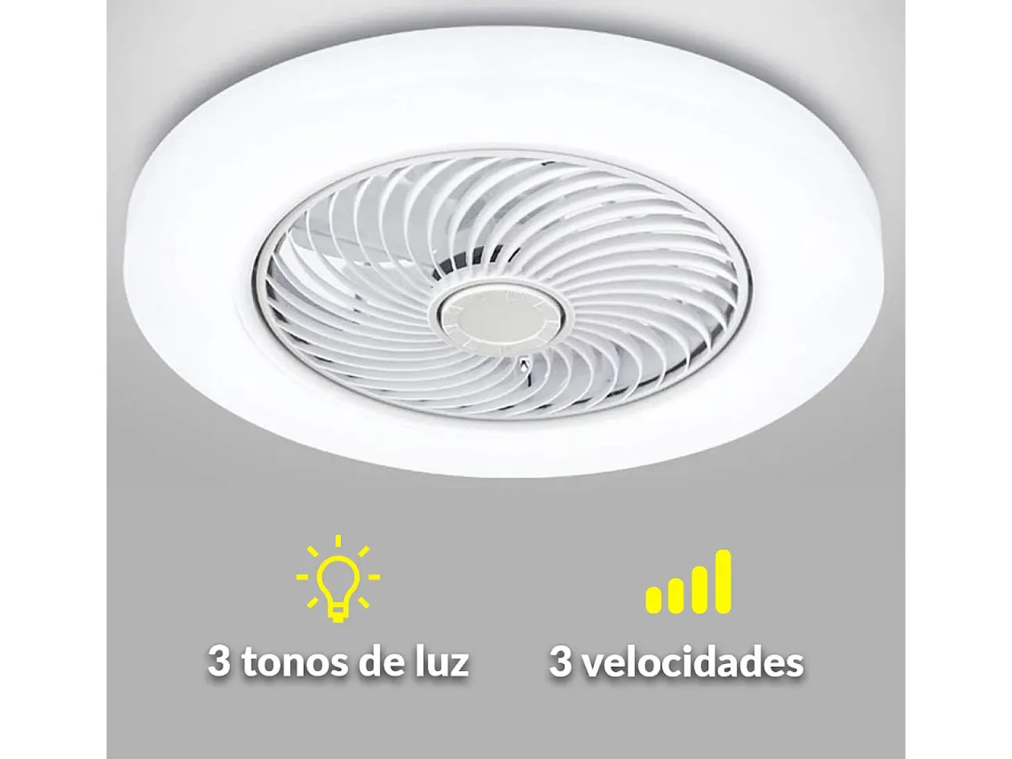 Plafón ventilador Tristán Helios Home 36W luz LED 3 velocidades + control remoto blanco Ø53x22 cm