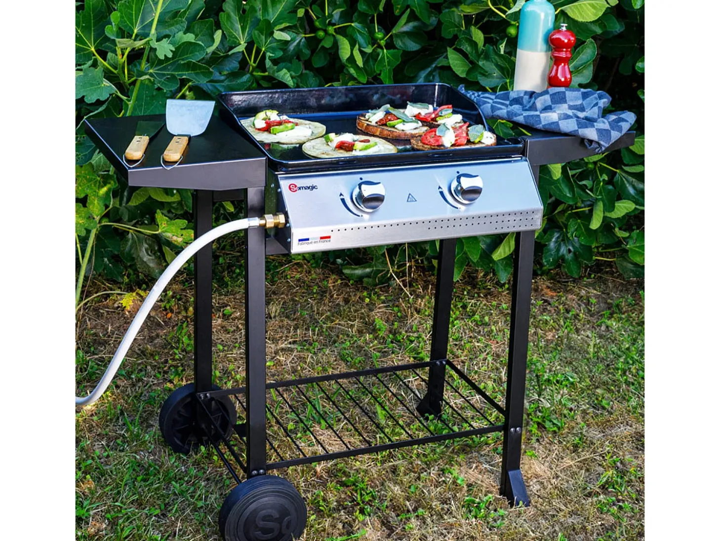 Plancha de asar a gas 2 fuegos 5,3kW PAMPLUNA