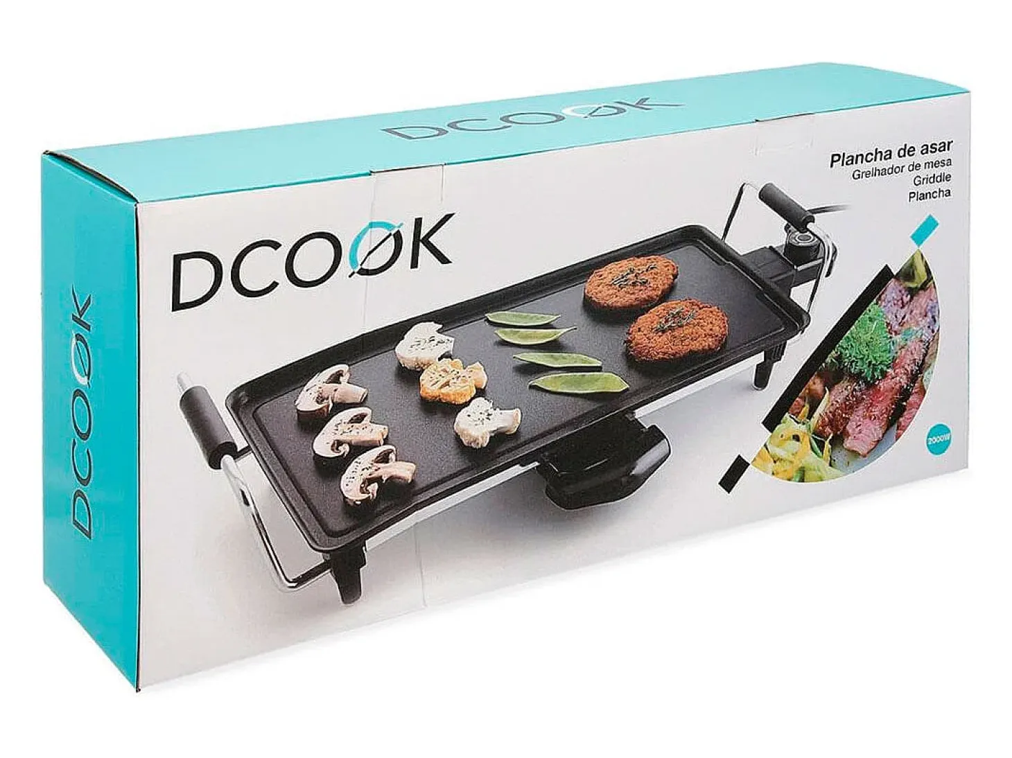 Plancha de asar Dcook 2000W antiadherente negro 14x52x24,5 cm