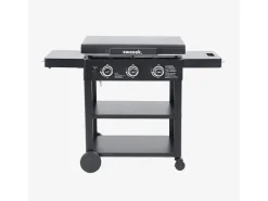 Plancha de gas 3 quemadores acero inoxidable con carrito, 12kw negro