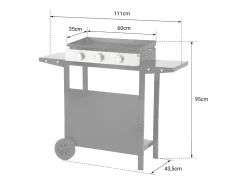 Plancha de gas MÉRIDA 3 quemadores 6kW + carrito - HAPPY GARDEN