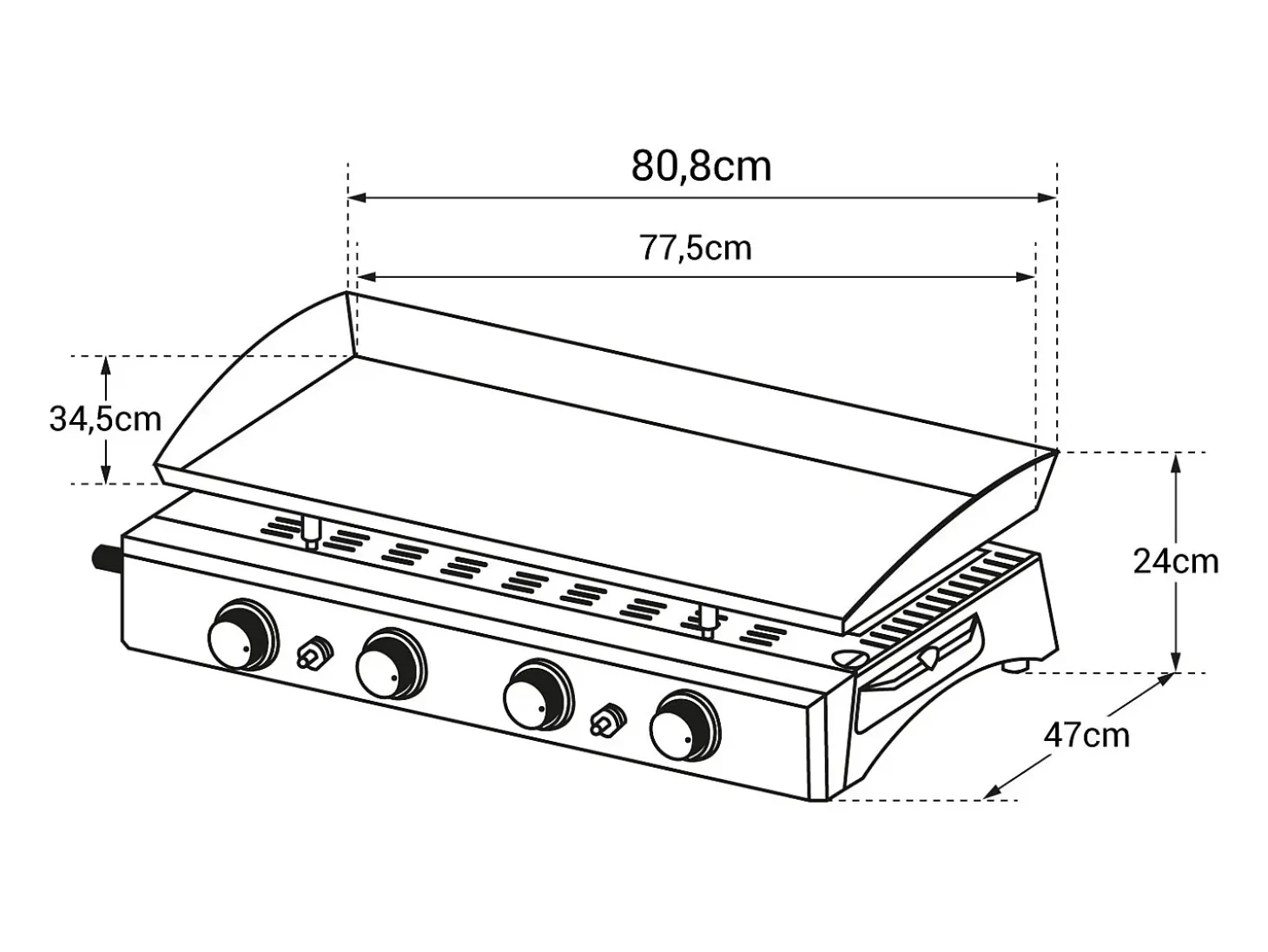 Plancha de gas VALENCIA 4 quemadores 10kW
