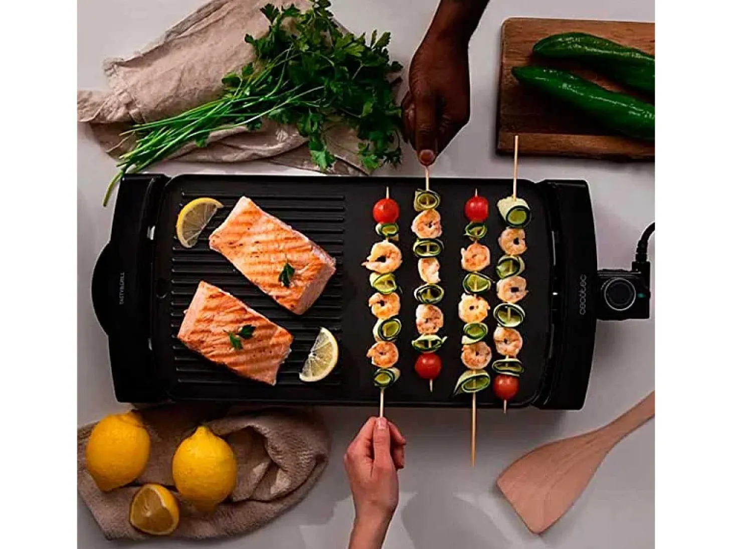 Plancha eléctrica Cecotec Tasty&Grill 3000 BlackWater MixGrill 2600W negro