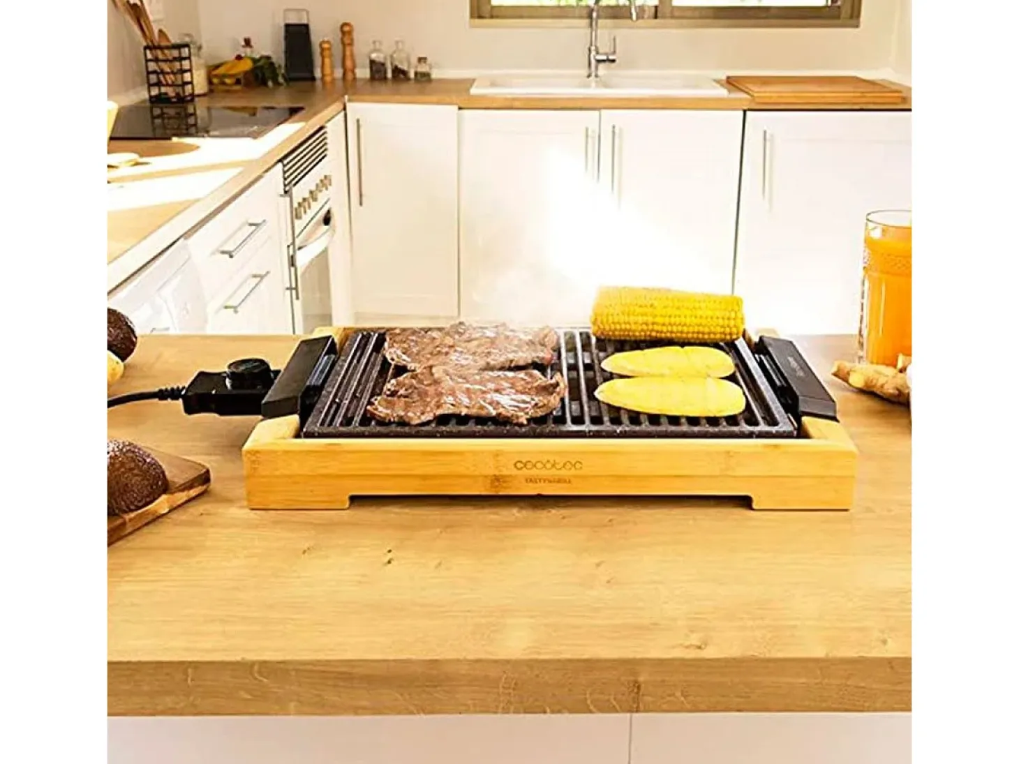 Plancha eléctrica Cecotec Tasty&Grill 2000 Bamboo LineStone 2000W madera/gris
