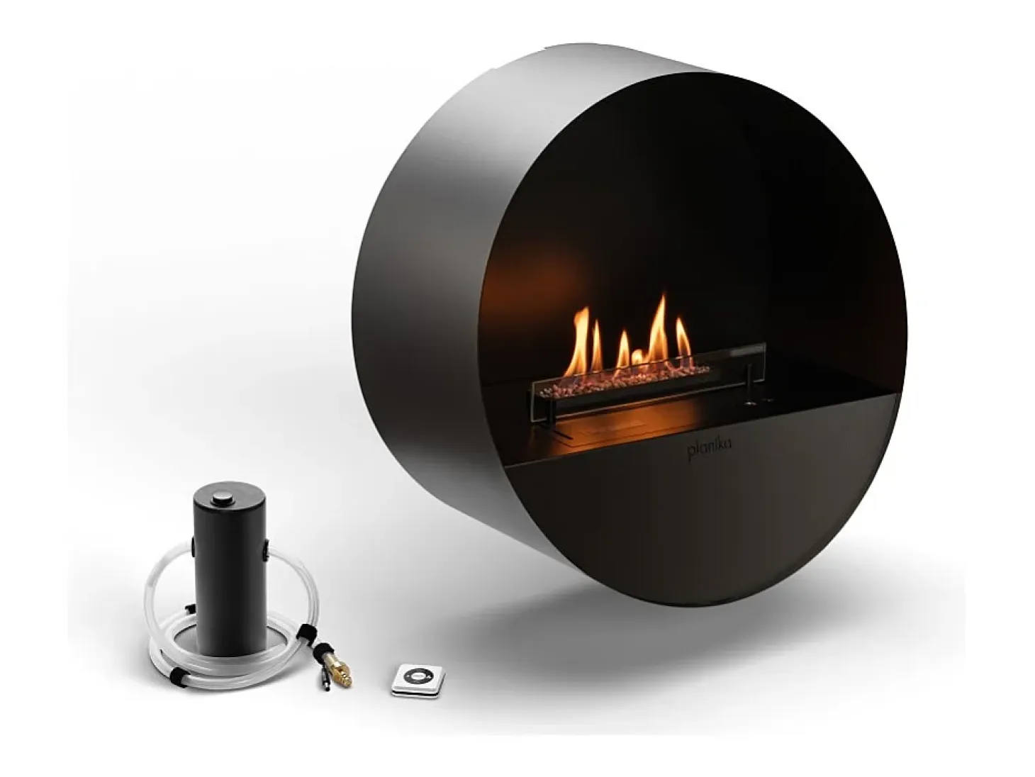 Planika - Chimenea de bioetanol de pared y suelo sin ventilación BEV, con burbujas, control remoto, de acero, para pared y suelo
