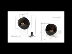 Planika - Chimenea de bioetanol de pared y suelo sin ventilación BEV, con burbujas, control remoto, de acero, para pared y suelo