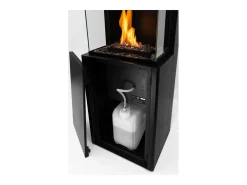 Planika - Chimenea de bioetanol sin ventilación Arcticon BEV, control remoto, llama real, diseño panorámico - Negro