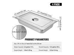 Plato, SucceBuy - Sartén Vaporera de Acero Inoxidable de 10,1 CM de Profundidad con Tapa, 13 L, Antiatasco, Paquete de 4