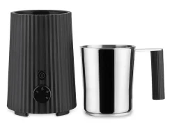 PLISSÉ, Espumador de Leche Eléctrico Negro, Alessi
