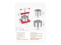 Prensa de Frutas SucceBuy Prensa Manual de Frutas y Vino de Acero Inoxidable de 3 L para Elaboración de Cerveza Casera.