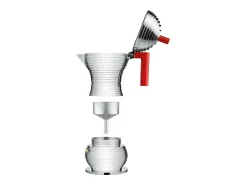 PULCINA, Cafetera Mango Rojo 6 Tazas, Alessi