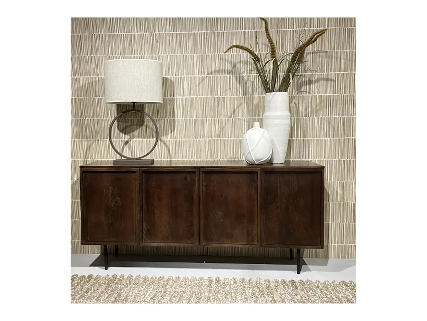 QUADRO-Aparador de 4 puertas en madera maciza marrón