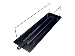 Quemador de chimenea de bioetanol fabricado en acero con cristal de 65 cm.