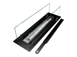 Quemador de chimenea de bioetanol fabricado en acero con cristal de 65 cm.