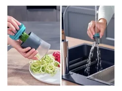 Rallador de verduras en espiral manual de acero inoxidable 3 cuchillas en 1