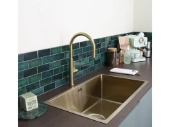 Reflet mezclador para fregadero dorado cepillado Essebagno