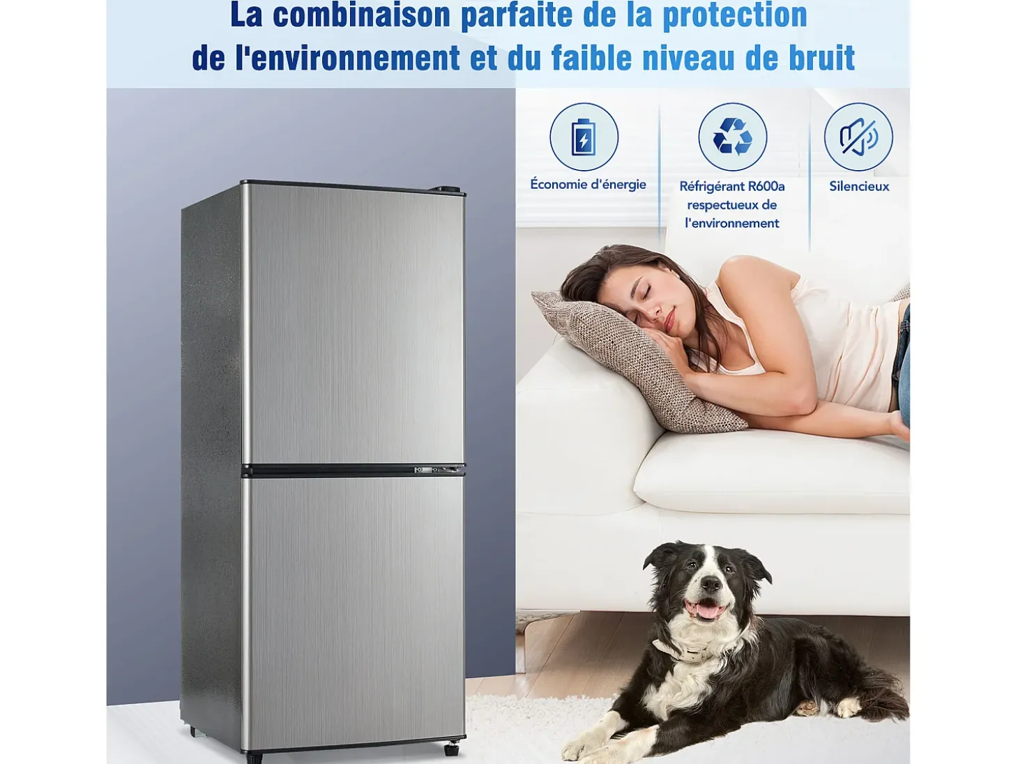 Refrigerador de 106 litros con 7 configuraciones de temperatura e iluminación LED - Plateado