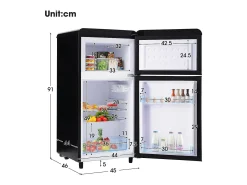 Refrigerador de doble puerta con ajustes y ruedas - 72L - 120kWh/año - Nivel de ruido bajo de 39 dB - 45x46x91cm