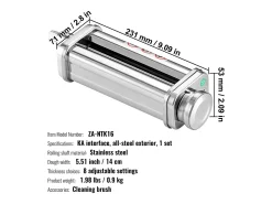 Rodillo para Massa SucceBuy Accesorio para Masa para Mezcladora KitchenAid, Rodillo en Hoja de Acero Inoxidable