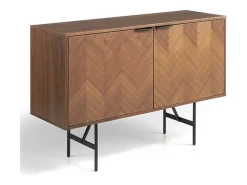 Roza Aparador moderno pequeño de 2 puertas con patas de acero negro 120 cm