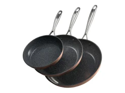 Sartén de Aluminio SucceBuy, 3 Piezas 20/27/30 cm, Sartén Antiadherente de Cerámica con Mango Resistente al Calor, para Gas, Eléctrico