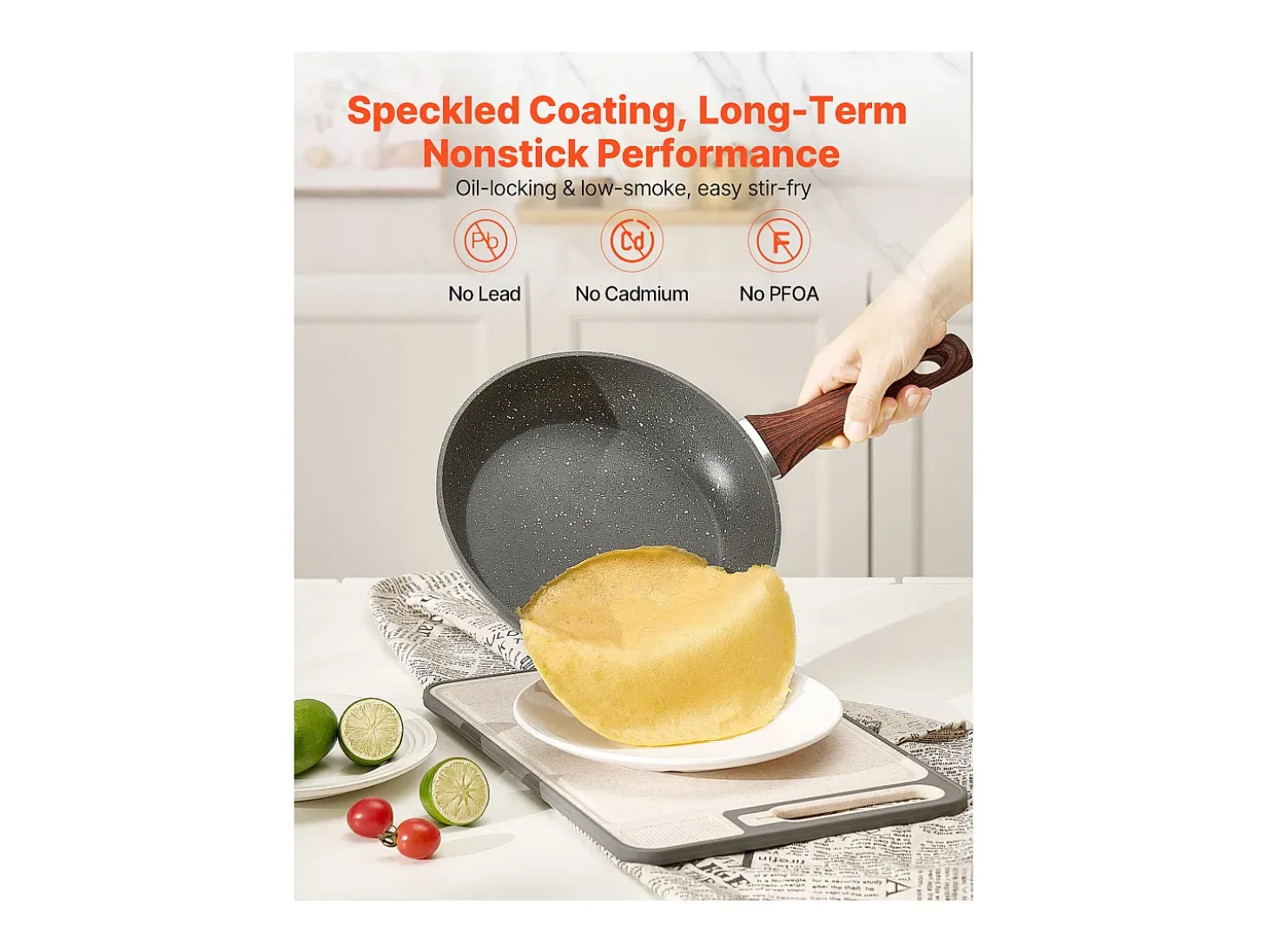 Sartén de Aluminio SucceBuy, 3 Piezas de 25/28/32,5 cm, Sartén Antiadherente Preacondicionada con Mango Resistente al Calor, para Gas, Eléctrica, Gris