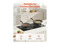 Sartén de Aluminio SucceBuy, 3 Piezas de 25/28/32,5 cm, Sartén Antiadherente Preacondicionada con Mango Resistente al Calor, para Gas, Eléctrica, Gris