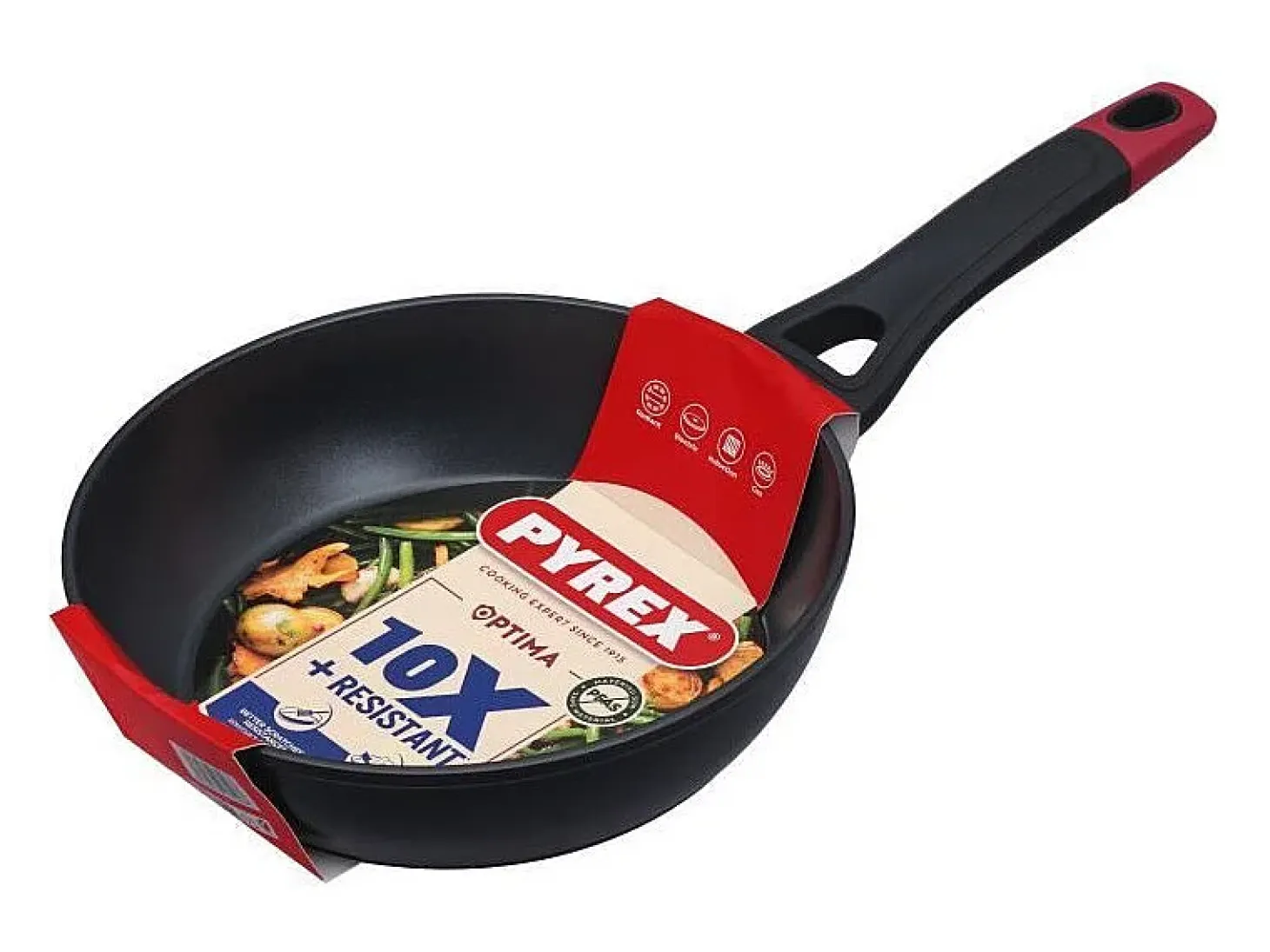 Sartén honda Óptima + Pyrex aluminio forjado negro Ø26 cm