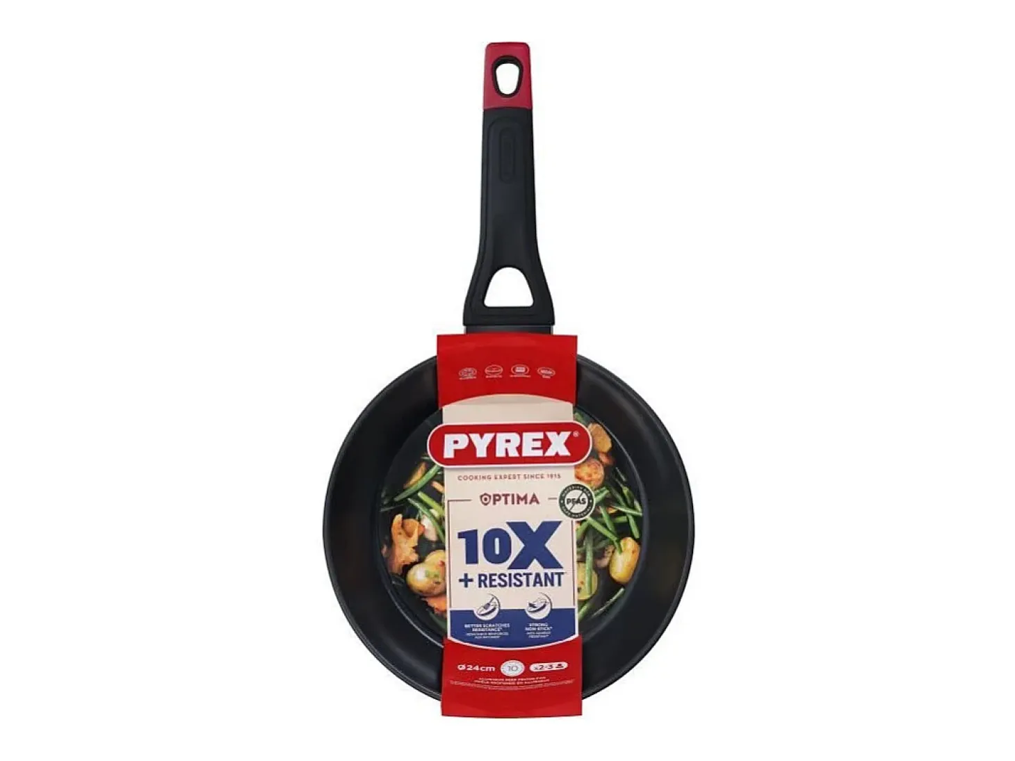 Sartén honda Óptima + Pyrex aluminio forjado negro Ø26 cm