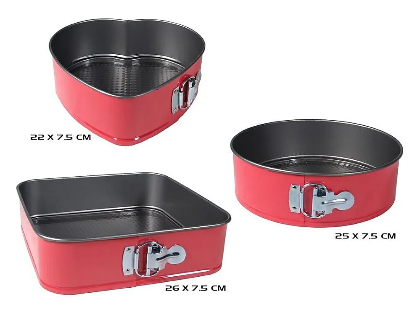 Set de 3 moldes para horno rojo Ø26/Ø25/Ø22 cm