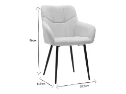 Set de 2 sillas acolchadas de diseño de tejido efecto aterciopelado texturizado gris y metal negro MONTERO