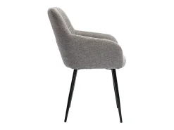 Set de 2 sillas acolchadas de diseño de tejido efecto aterciopelado texturizado gris y metal negro MONTERO