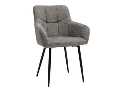 Set de 2 sillas acolchadas de diseño de tejido efecto aterciopelado texturizado gris y metal negro MONTERO