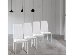 Set de 4 sillas Comedor Chelsea tapizadas Blanco, 42 x 51 x x 97 cm