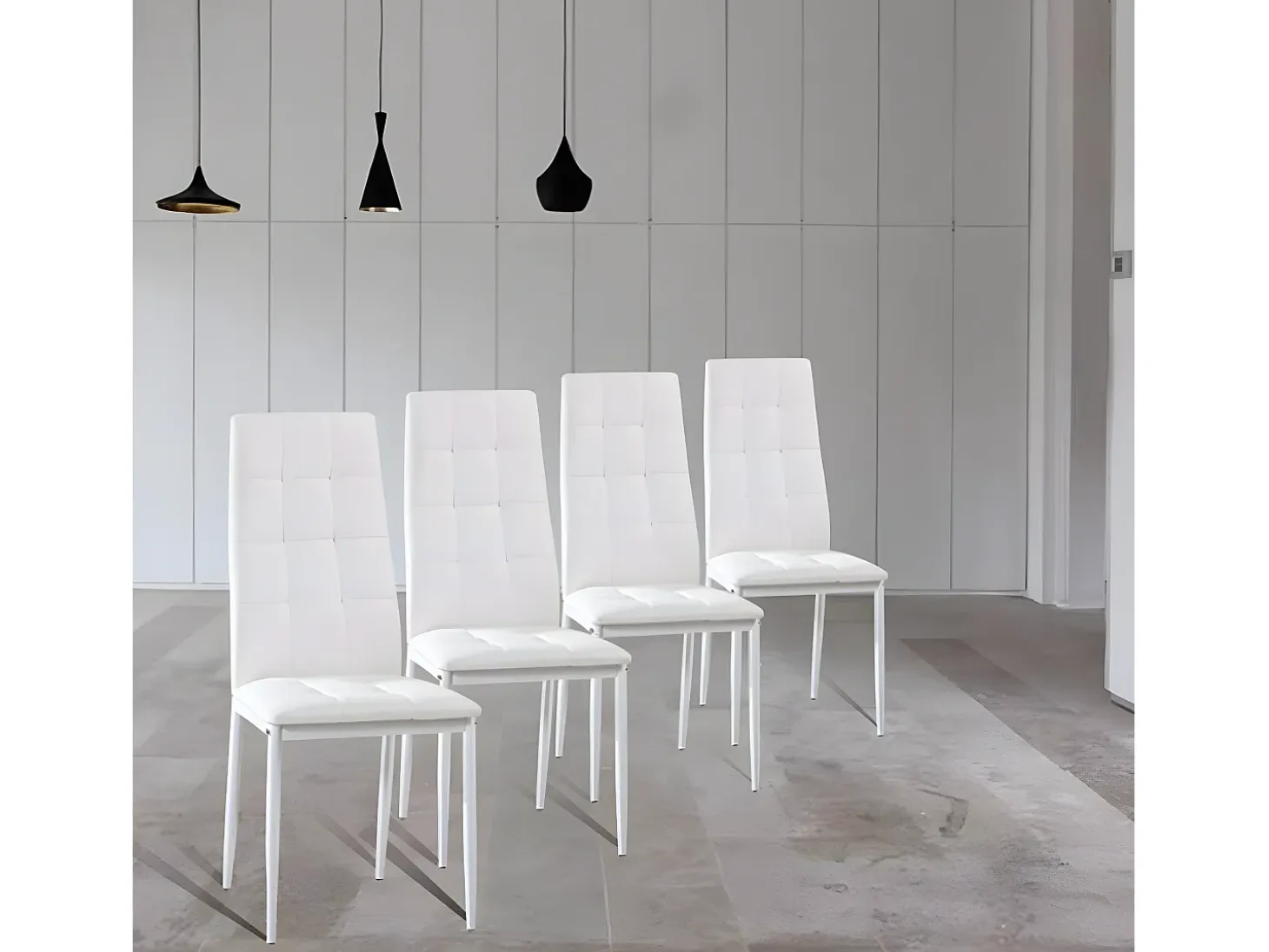 Set de 4 sillas Comedor Chelsea tapizadas Blanco, 42 x 51 x x 97 cm