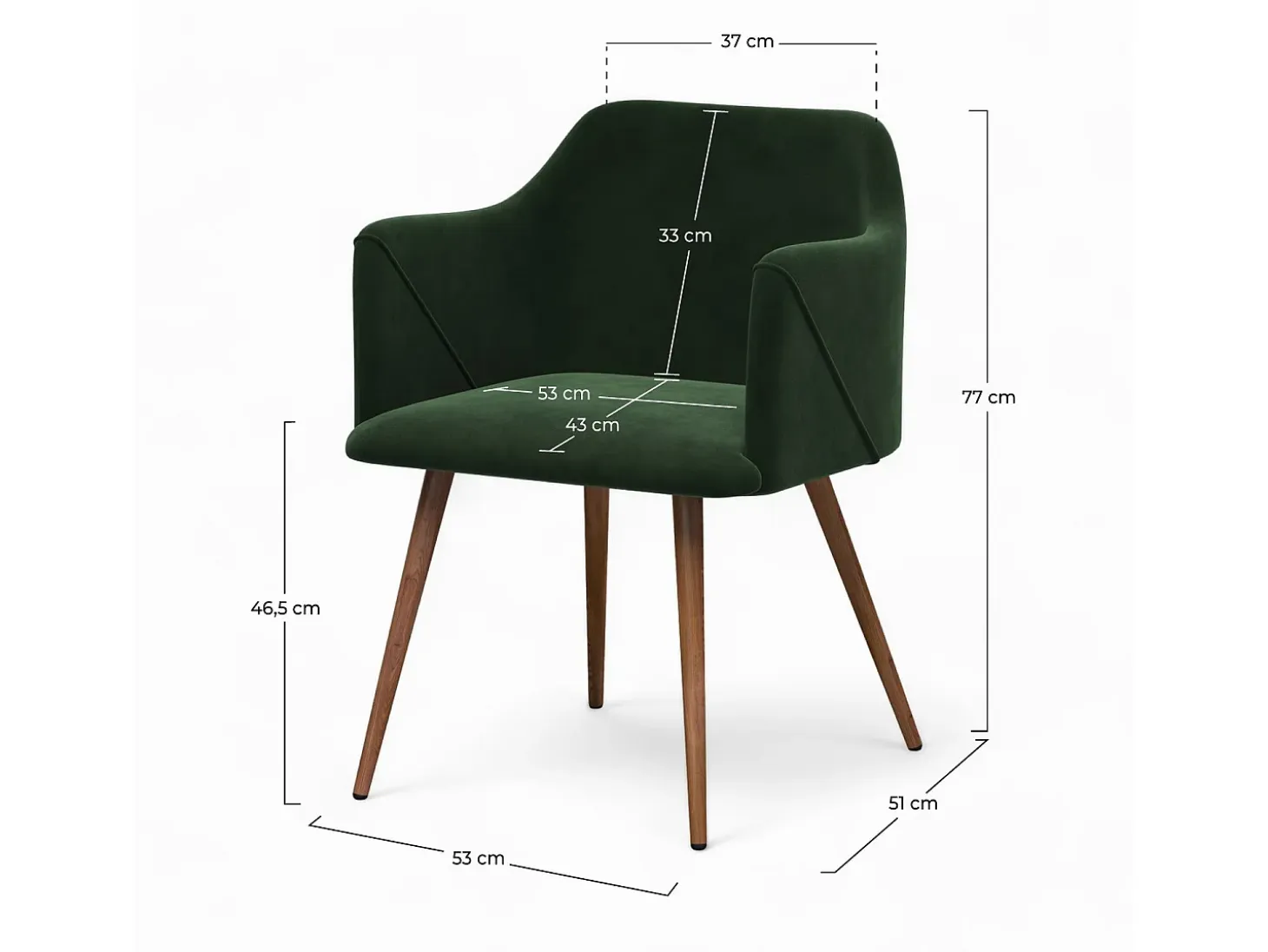 Set de 2 sillas con reposabrazos de terciopelo verde oscuro - Daisy