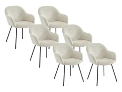 Set de 6 sillas con reposabrazos de pana y metal negro - Beige - MARENZIA