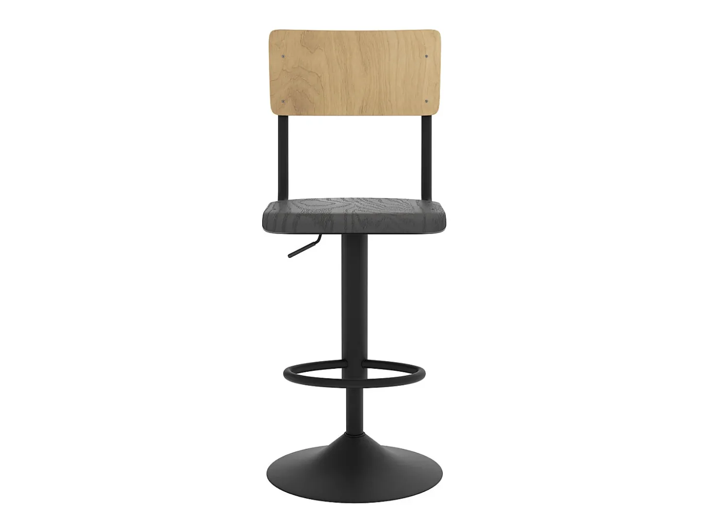 Set de 2 sillas de bar ajustables 60/80 cm en madera clara y negro - Clem