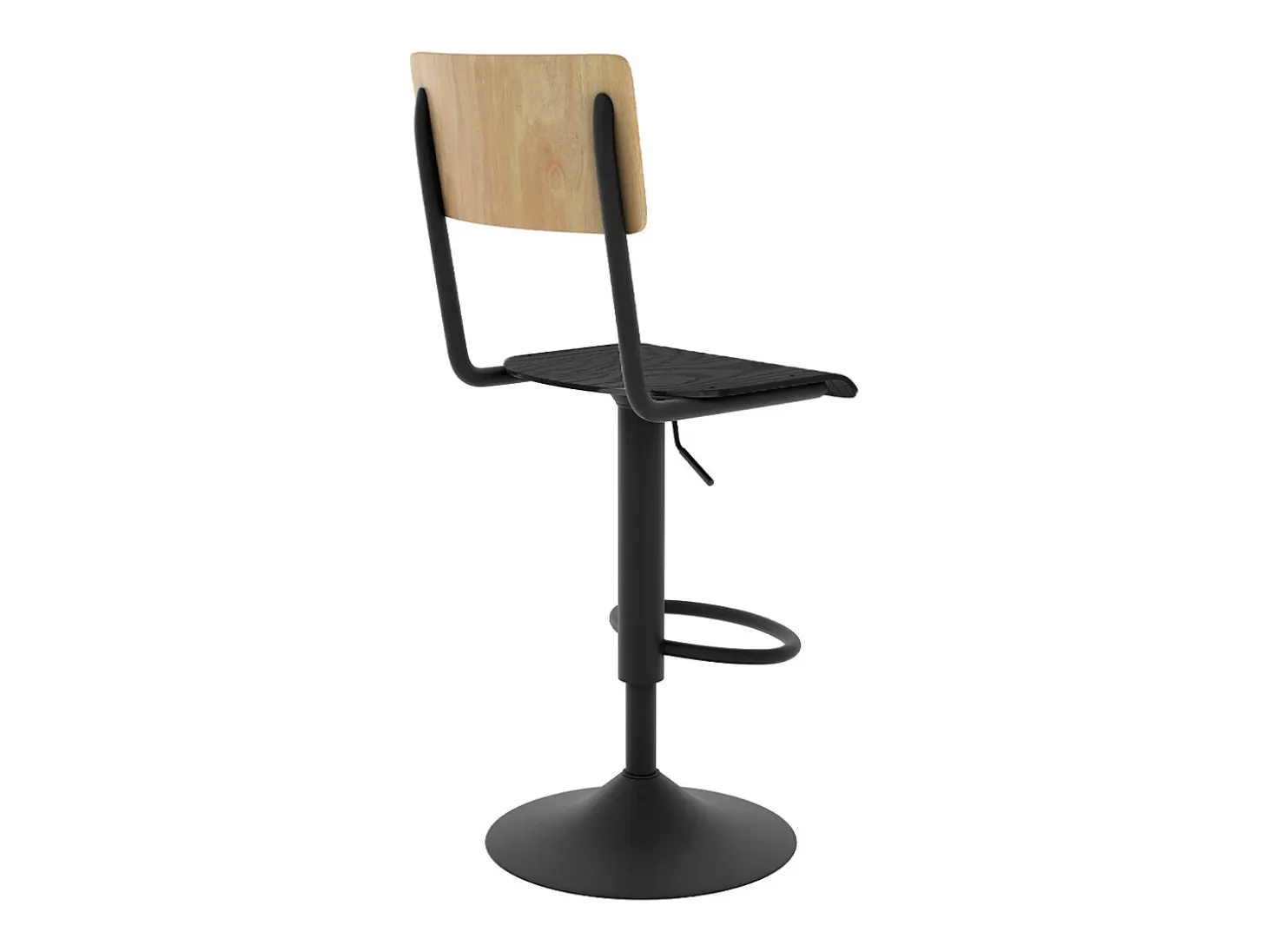 Set de 2 sillas de bar ajustables 60/80 cm en madera clara y negro - Clem