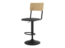 Set de 2 sillas de bar ajustables 60/80 cm en madera clara y negro - Clem
